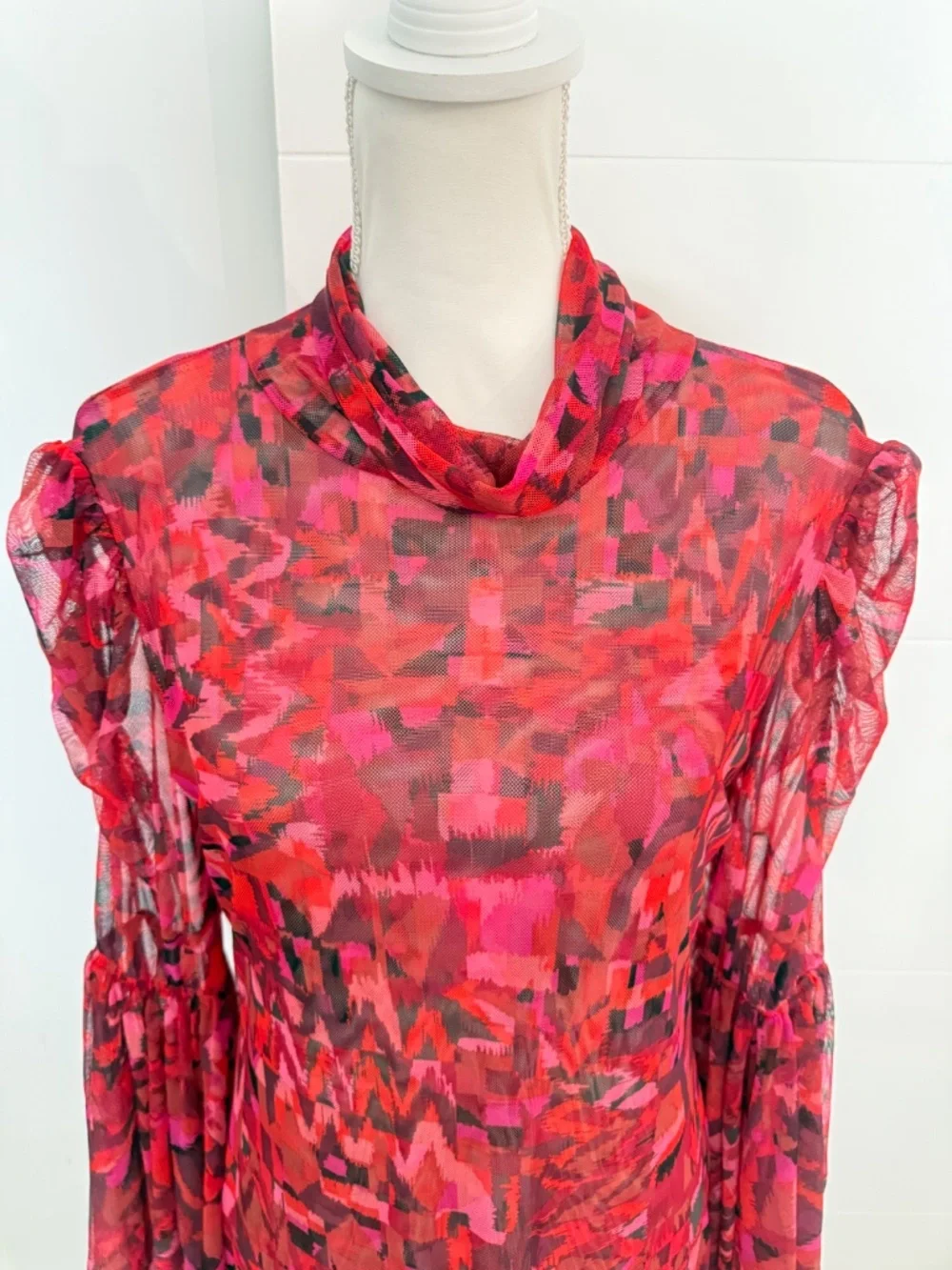 MISA Electra Crimson Red Long High Neck Maxi Dress NWT XL